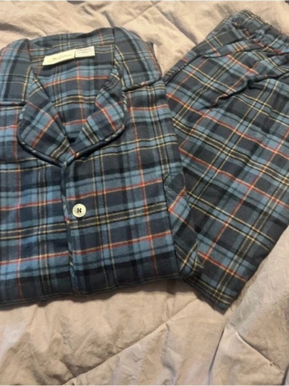 Men's Plaid Blue Flannel Jogger Pants - Comfortable Relaxed Fit